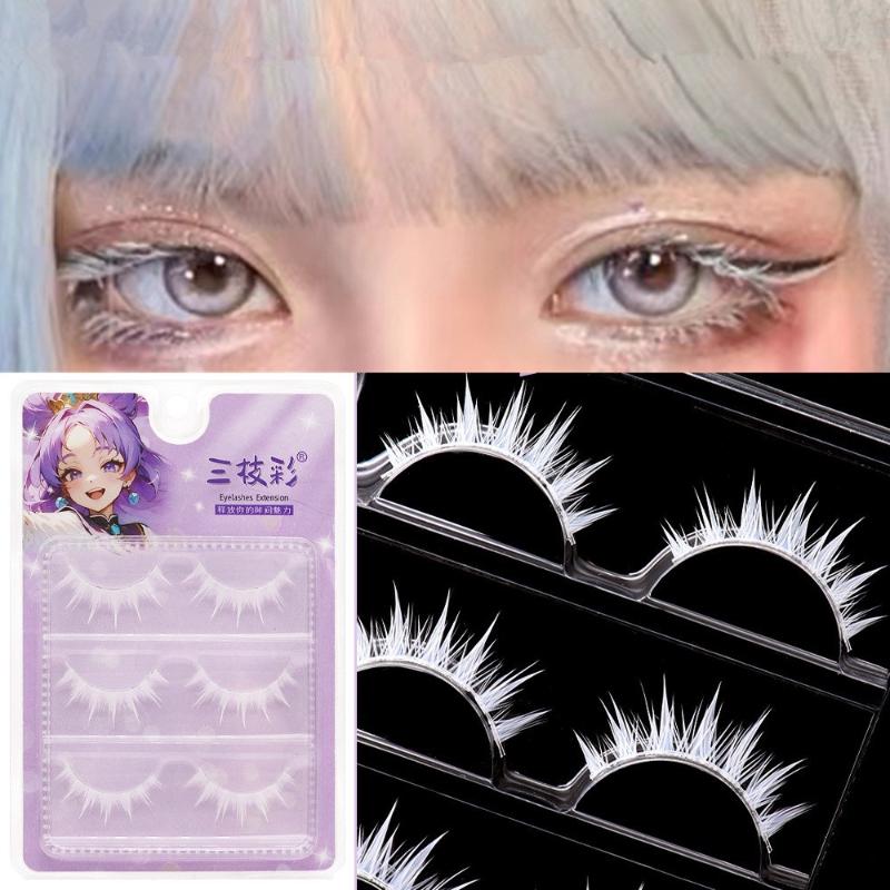 Eyelash Extension Anime - Beyaz 3 Çiftli Çapraz Şeritli Takma