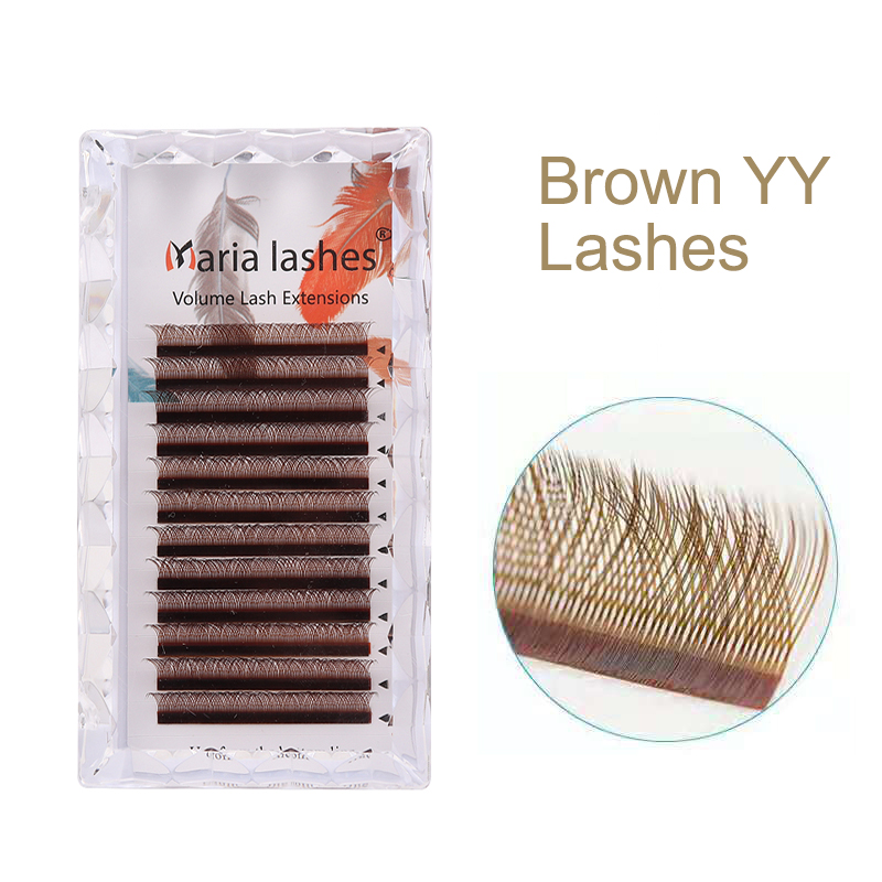 Eyelash Extension Yelix - MARIA Brown YY Şekilli Kirpik Renkli